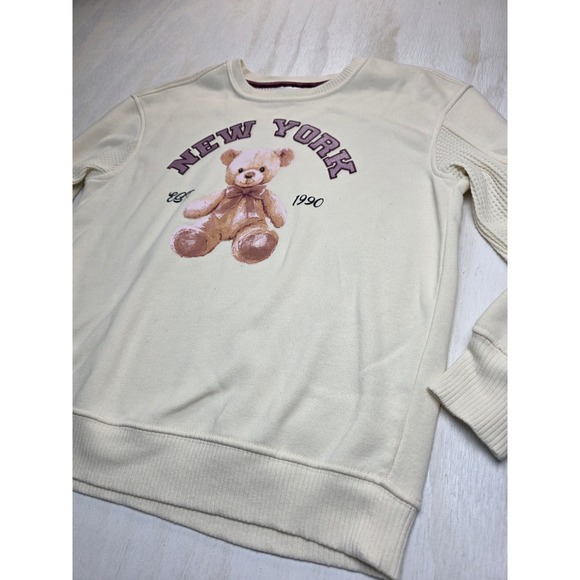 Colorful Planet Other - Colorful Planet Kids New York Teddy Bear Sweatshirt Cream Waffle Sleeve L 12